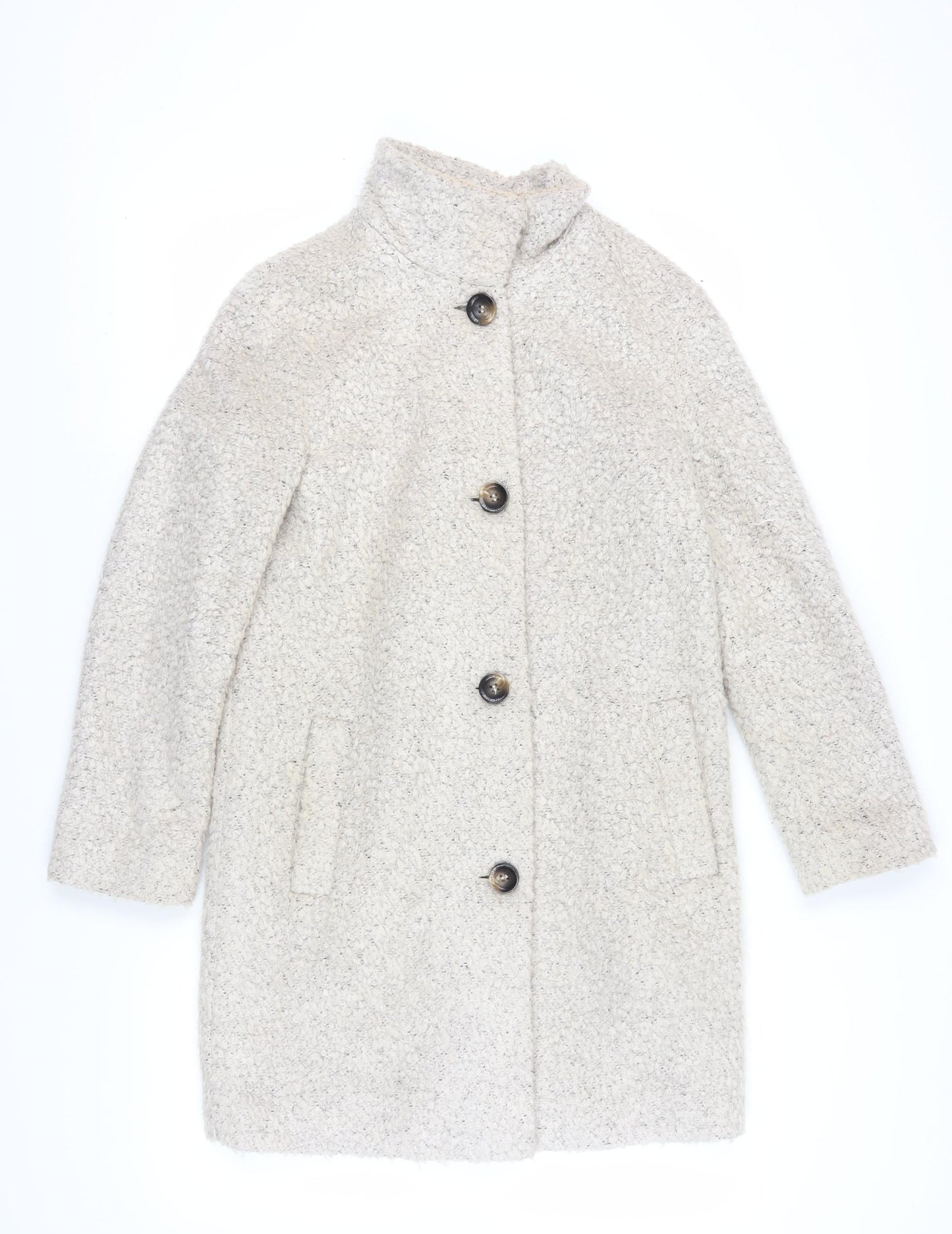 Womens UK Size 10 Betty Jackson Black Ivory Overcoat