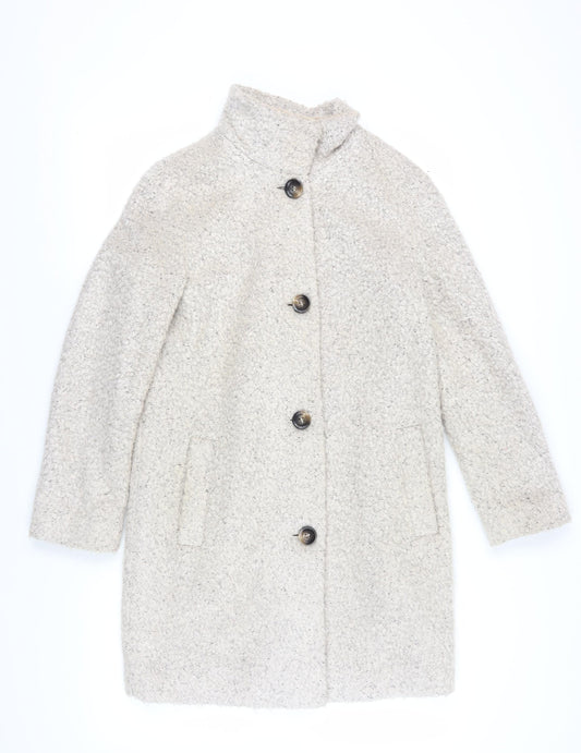 Womens UK Size 10 Betty Jackson Black Ivory Overcoat