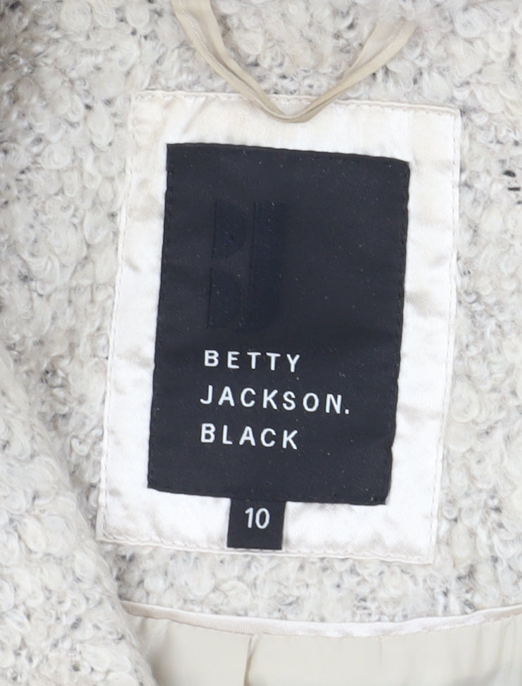 Womens UK Size 10 Betty Jackson Black Ivory Overcoat