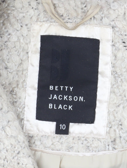 Womens UK Size 10 Betty Jackson Black Ivory Overcoat