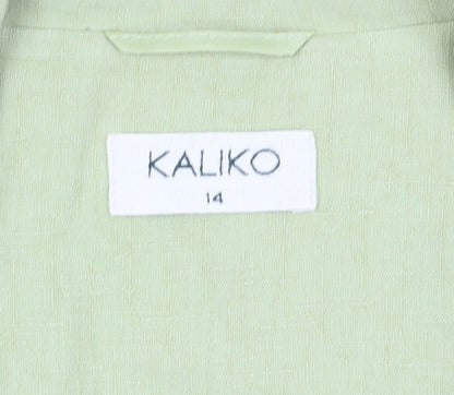 Kaliko Women's Green Blazer, Size 14, Shawl Collar, Lined