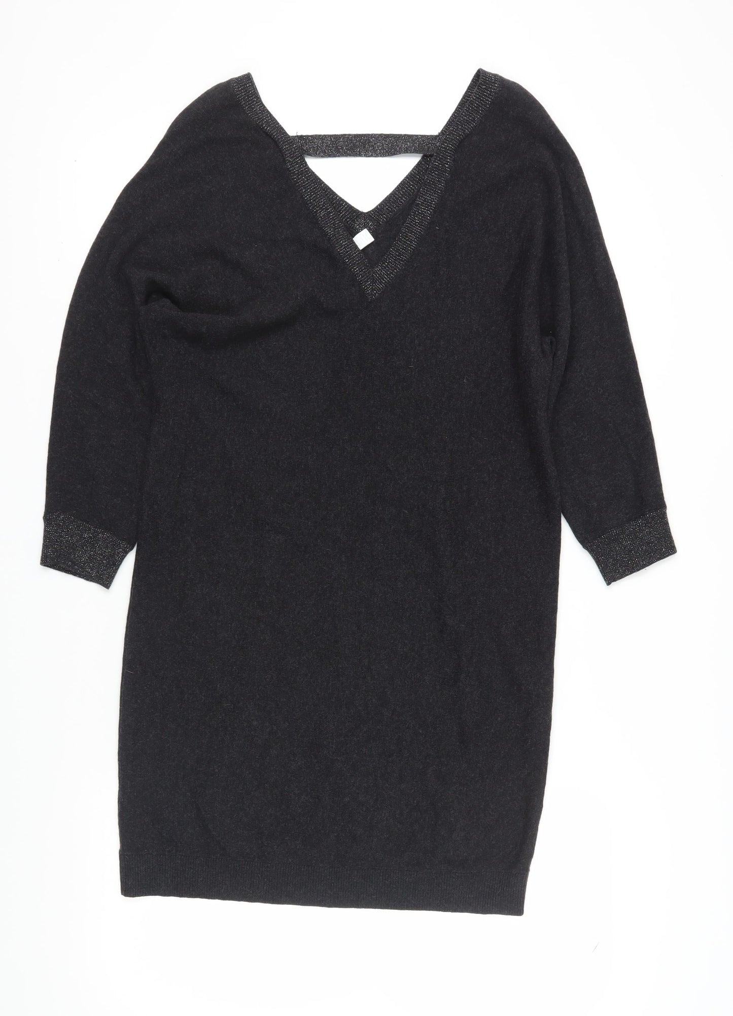 White Label Women's Black V-Neck Shift Dress Size 16