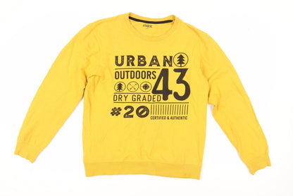 Max Men's Yellow Graphic Pullover Sweatshirt, Size S