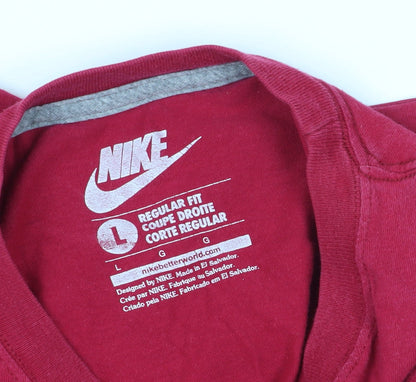 Nike Men's Red Graphic Print T-Shirt, Size L Short Sleeve
