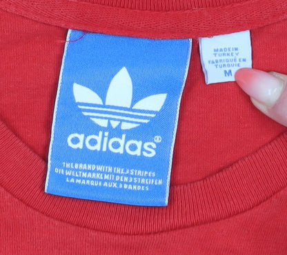 Adidas Women's Red Graphic T-Shirt, Size M, Casual Wear