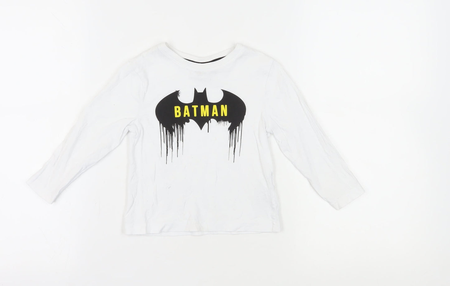 Batman Boys White Long Sleeve T-Shirt 2-3 Years Graphic Print