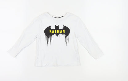 Batman Boys White Long Sleeve T-Shirt 2-3 Years Graphic Print