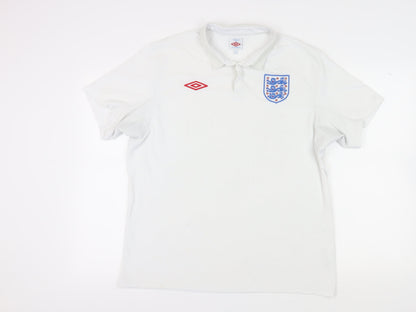 Umbro Men's White Polo Shirt, Size 18, Short Sleeve Casual