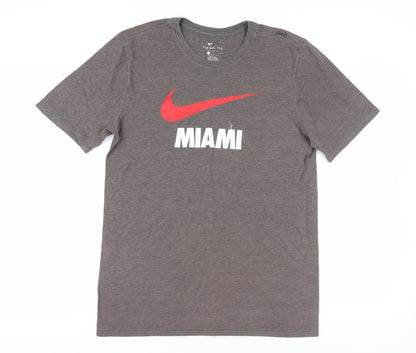 Nike Men's Brown Crew Neck Logo T-Shirt - Medium