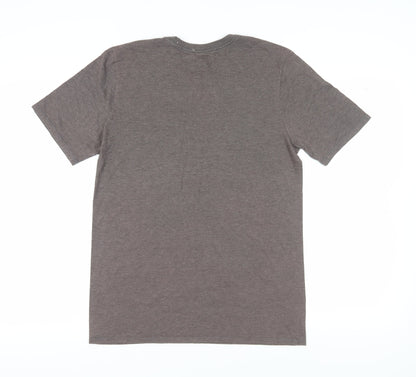 Nike Men's Brown Crew Neck Logo T-Shirt - Medium