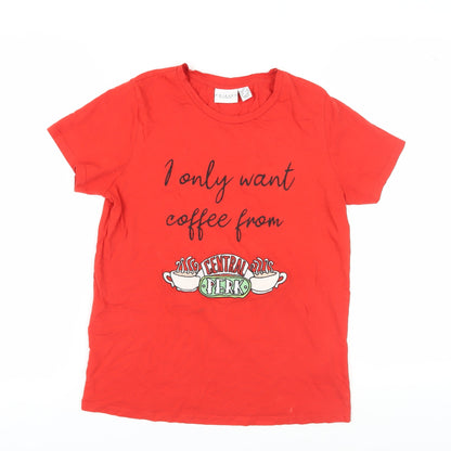 Unisex Adults UK Size XS Friends Red Basic T-Shirt