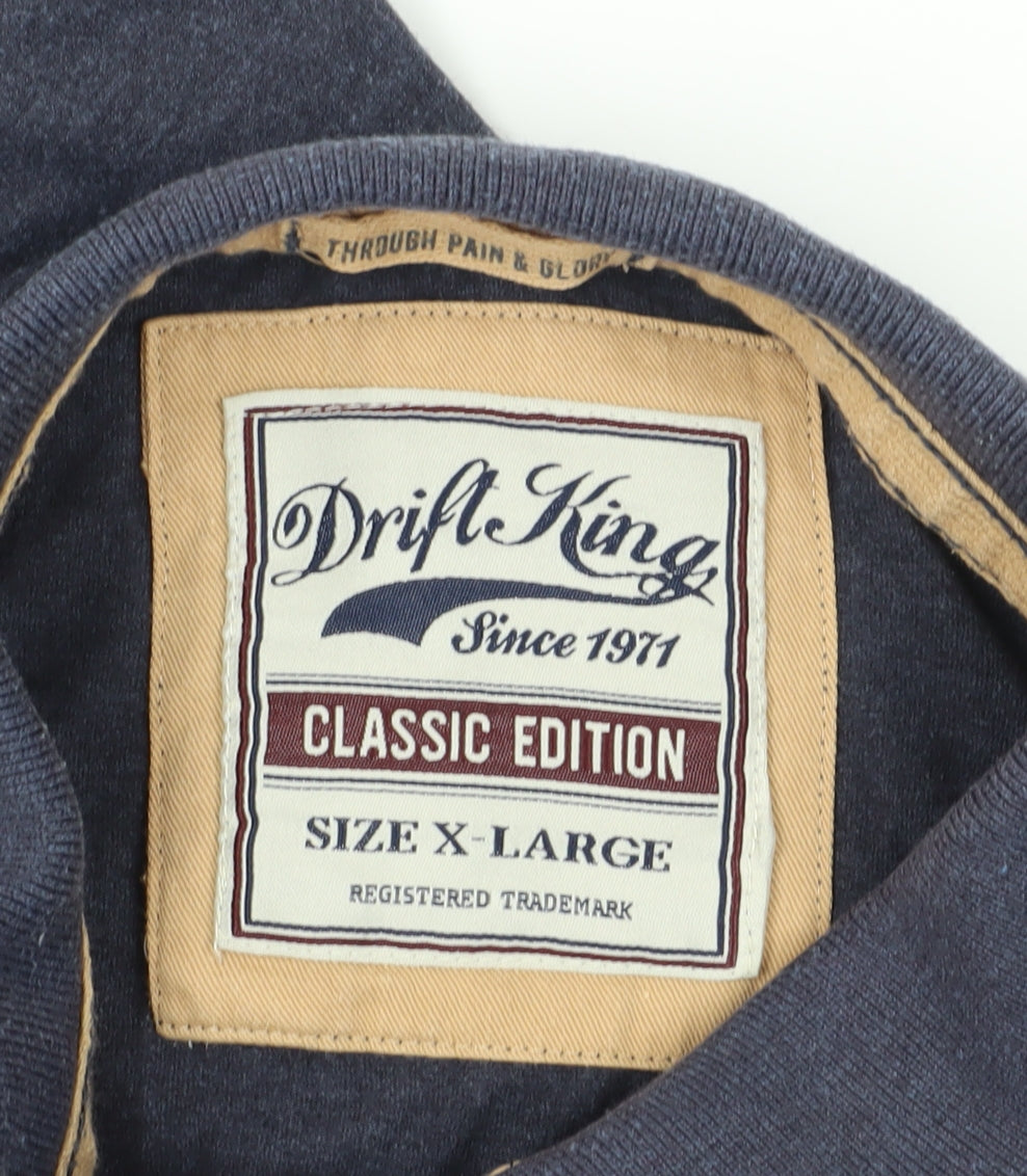 Drift King Men's Blue XL Geometric Polo Shirt