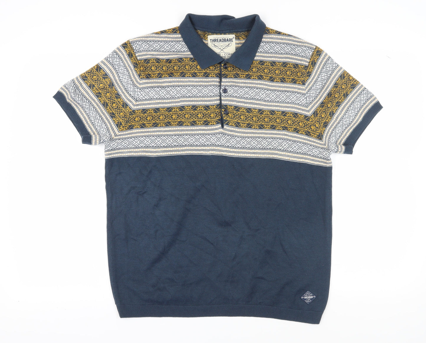Mens UK Size L Threadbare Acrylic Polo Shirt