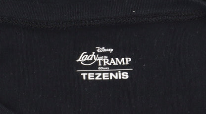 Womens UK Size M Tezenis Black Basic T-Shirt