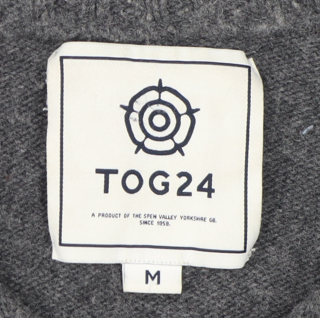 TOG24 Men's Grey Cable-Knit Pullover Jumper, M