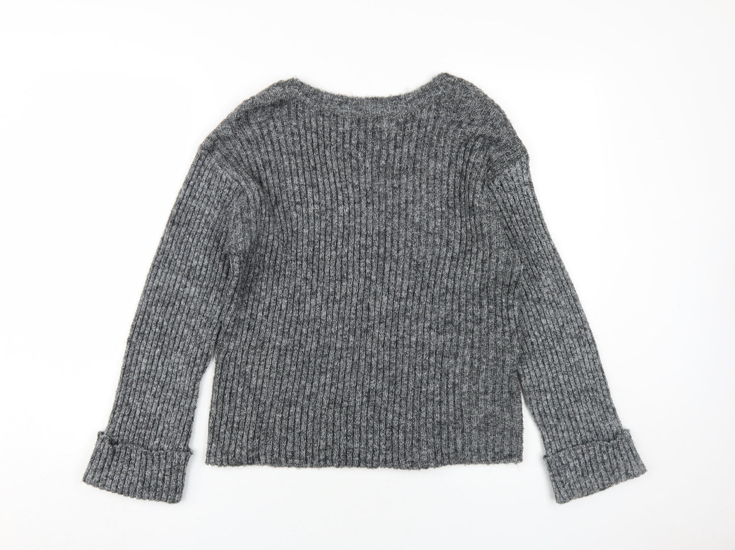 Womens UK Size S Pieces Grey Wrap Jumper