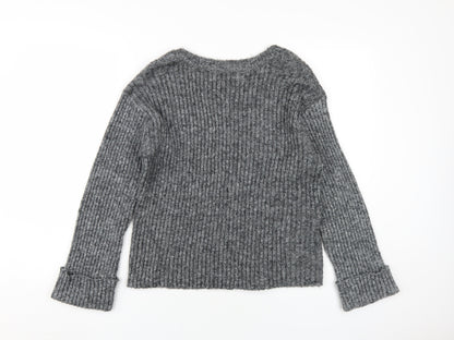 Womens UK Size S Pieces Grey Wrap Jumper