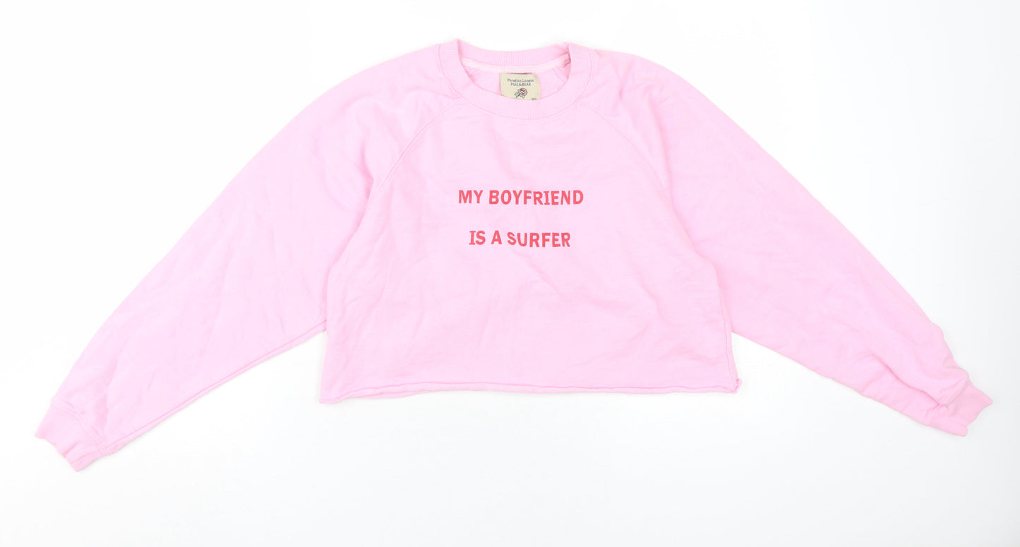 Womens UK Size S Pull & Bear Pink Pullover Sweatshirt