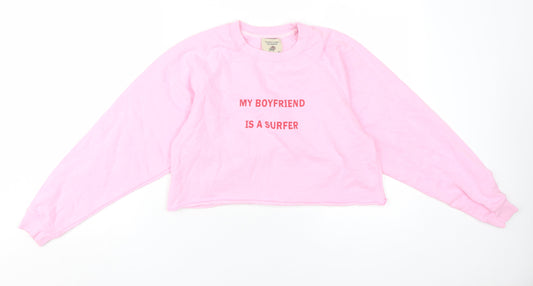 Womens UK Size S Pull & Bear Pink Pullover Sweatshirt
