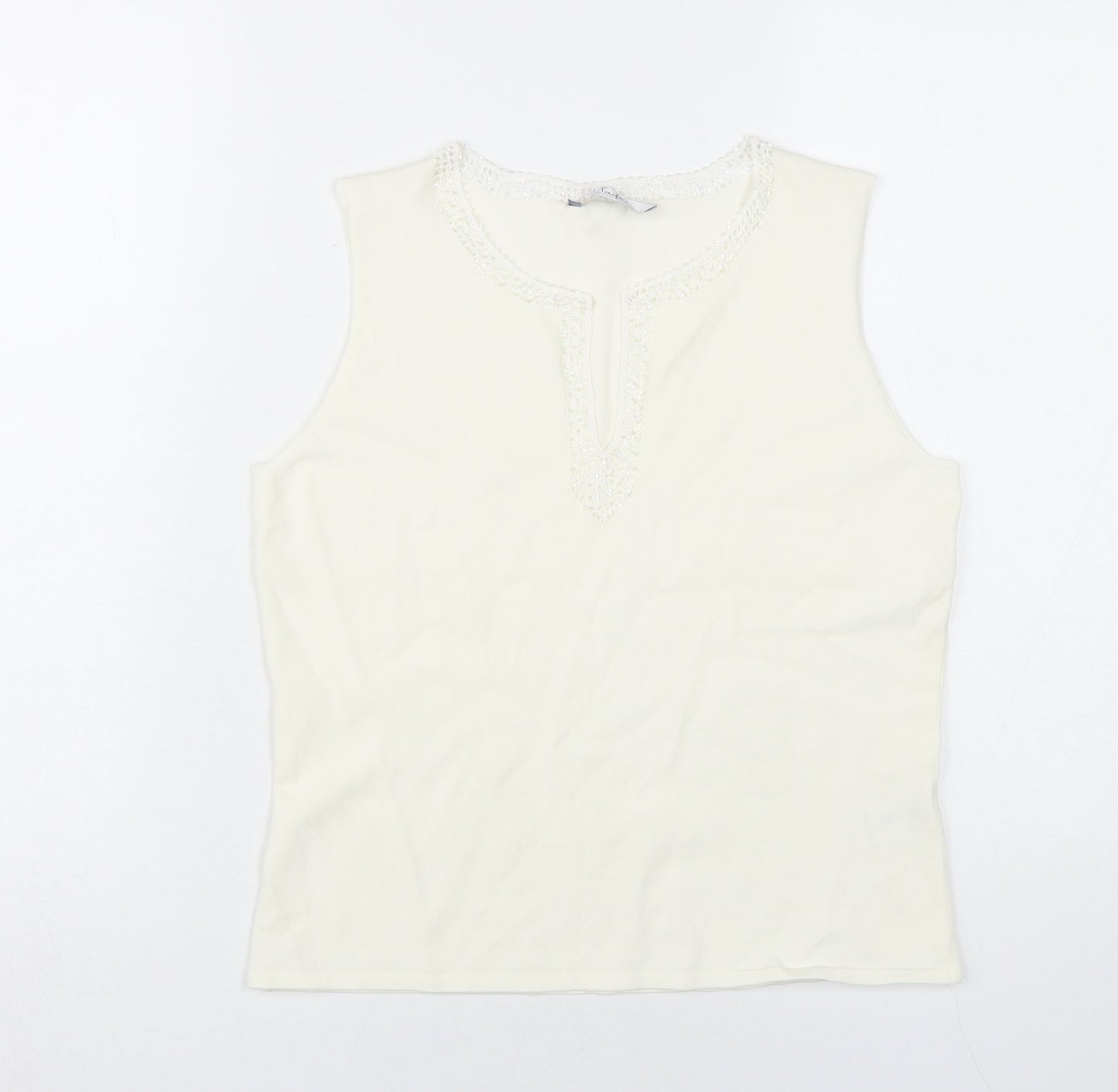 Womens UK Size 14 J.Taylor Ivory Basic Tank