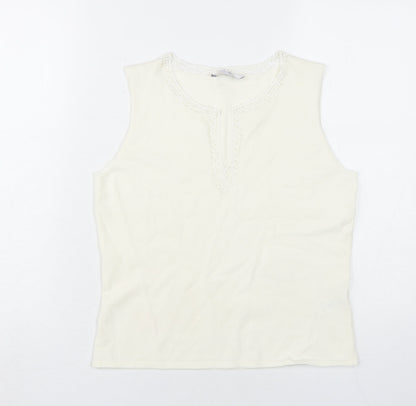 Womens UK Size 14 J.Taylor Ivory Basic Tank