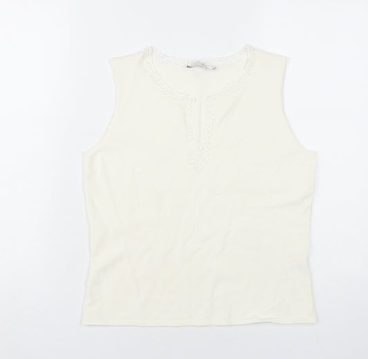 Womens UK Size 14 J.Taylor Ivory Basic Tank