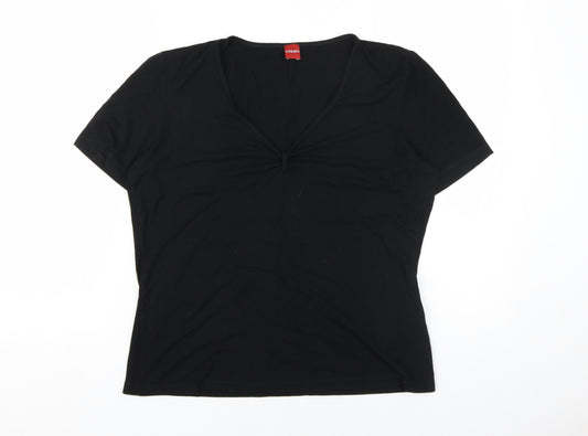Olsen Women's Black V-Neck T-Shirt, Size 16