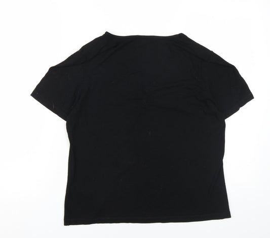 Olsen Women's Black V-Neck T-Shirt, Size 16