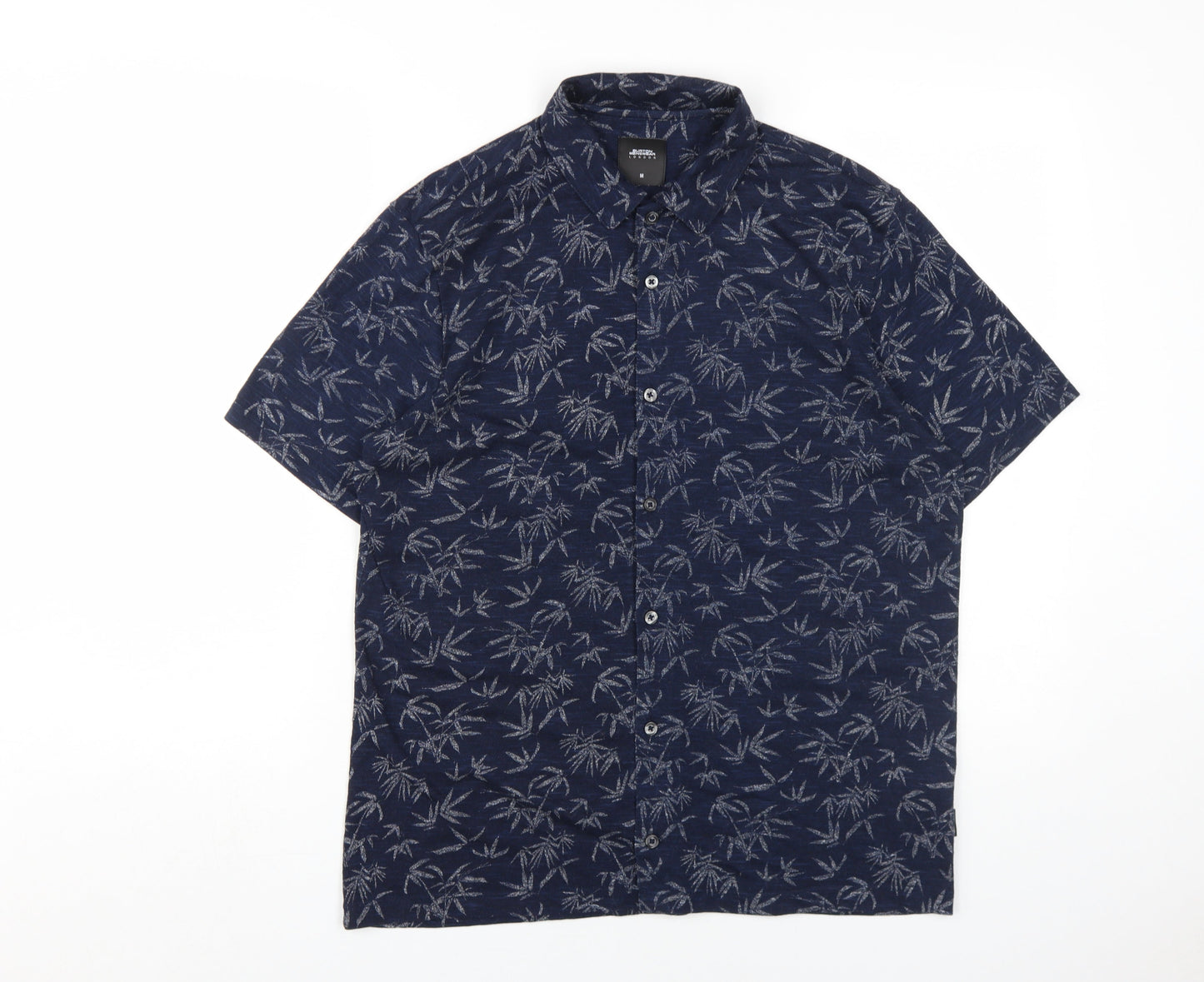 Burton Menswear Men's Blue Floral Shirt, Size M