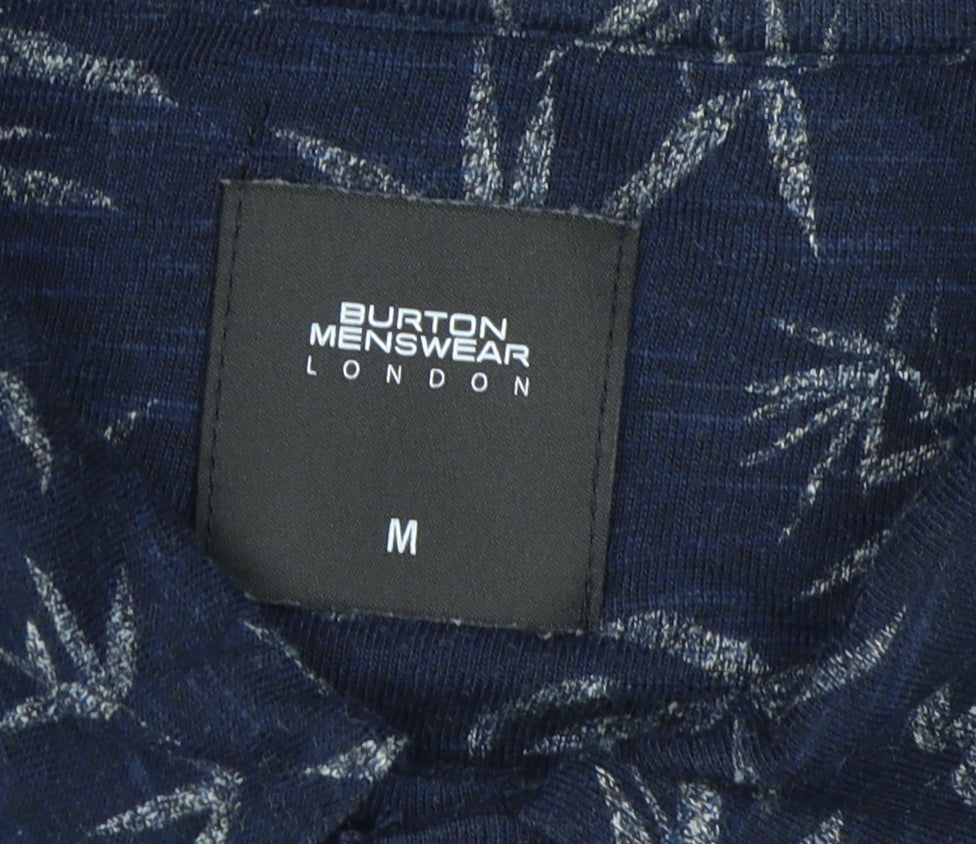 Burton Menswear Men's Blue Floral Shirt, Size M