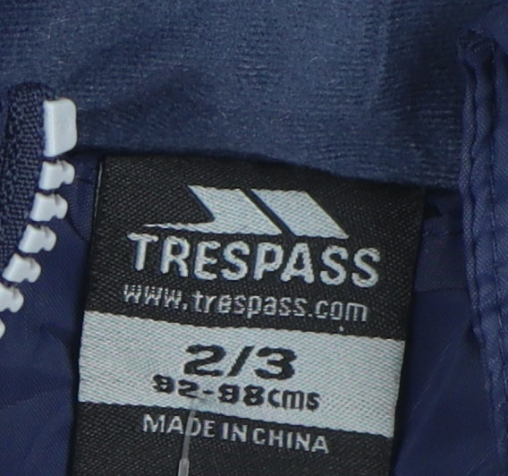 Trespass Boys Blue Puffer Jacket 2-3 Years Hooded