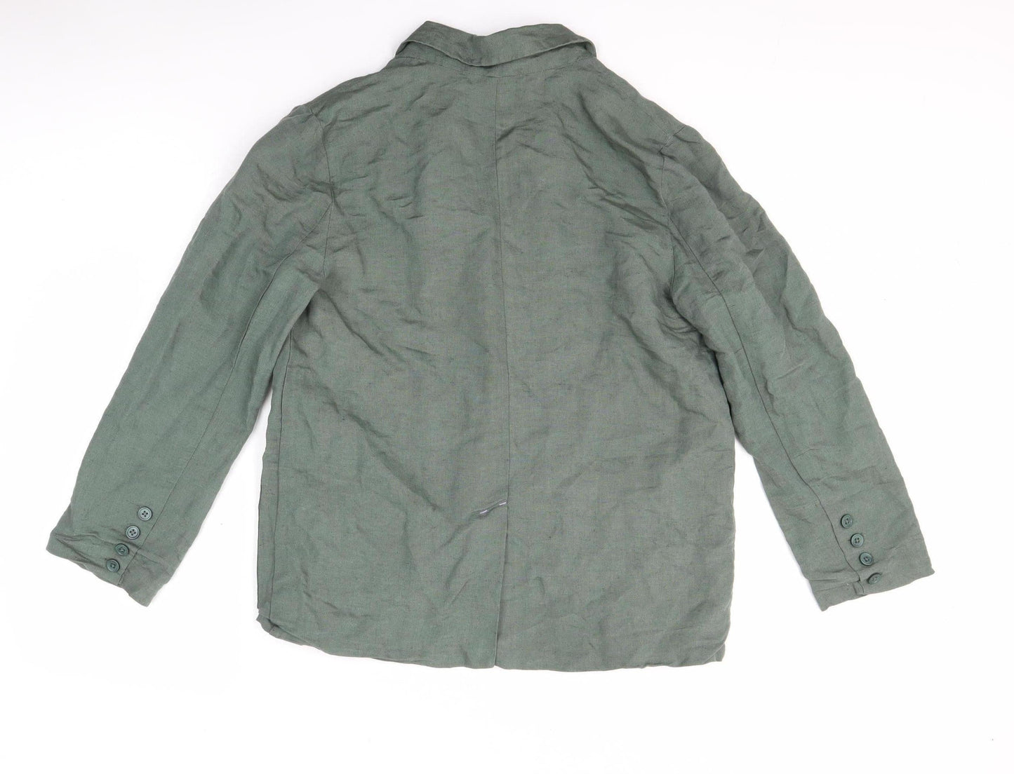 Women's Green Cotton Blazer Jacket Size 10 Casual Spring