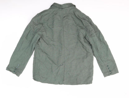 Women's Green Cotton Blazer Jacket Size 10 Casual Spring