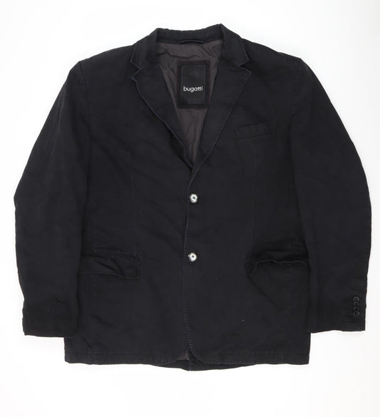 Bugatti Men's Black Cotton Blazer, Size 44R (Est), Casual Wear