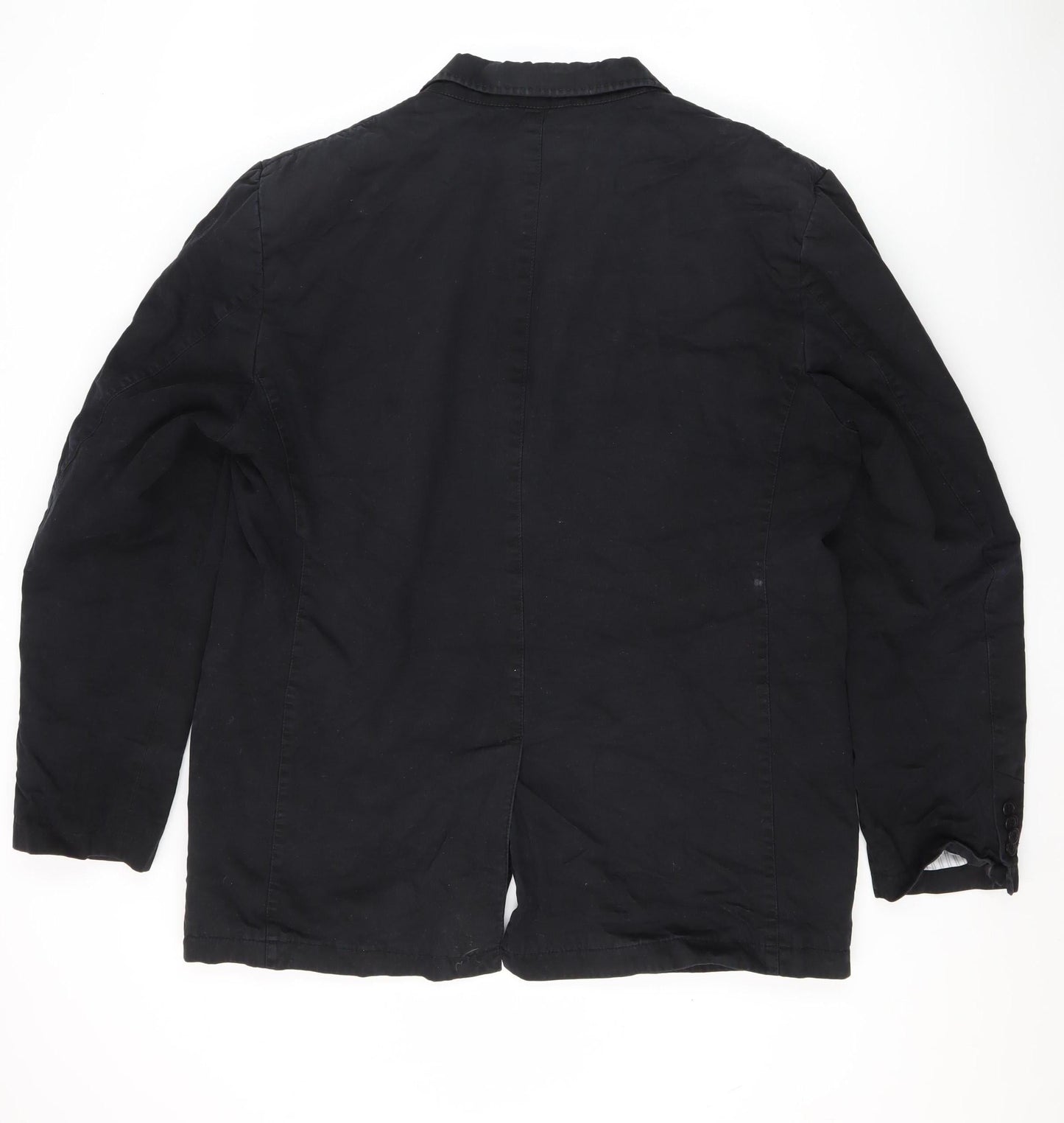 Bugatti Men's Black Cotton Blazer, Size 44R (Est), Casual Wear