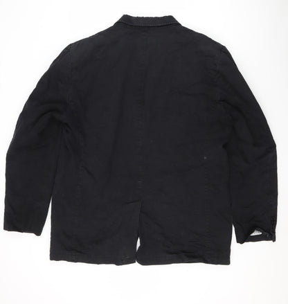 Bugatti Men's Black Cotton Blazer, Size 44R (Est), Casual Wear