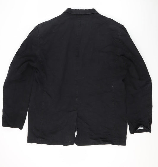 Bugatti Men's Black Cotton Blazer, Size 44R (Est), Casual Wear