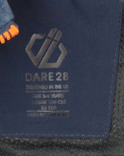 Dare 2B Boys Blue Orange Hooded Jacket 3-4 Years Waterproof
