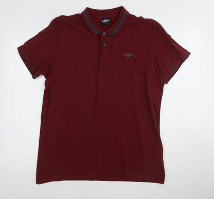 Umbro Men's Red Polo Shirt - Size L - Short Sleeve