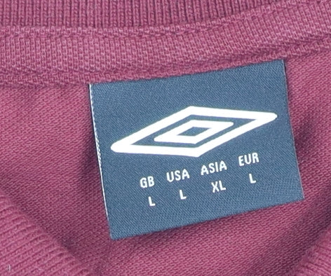 Umbro Men's Red Polo Shirt - Size L - Short Sleeve