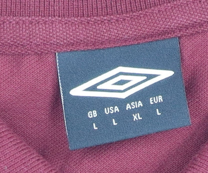 Umbro Men's Red Polo Shirt - Size L - Short Sleeve