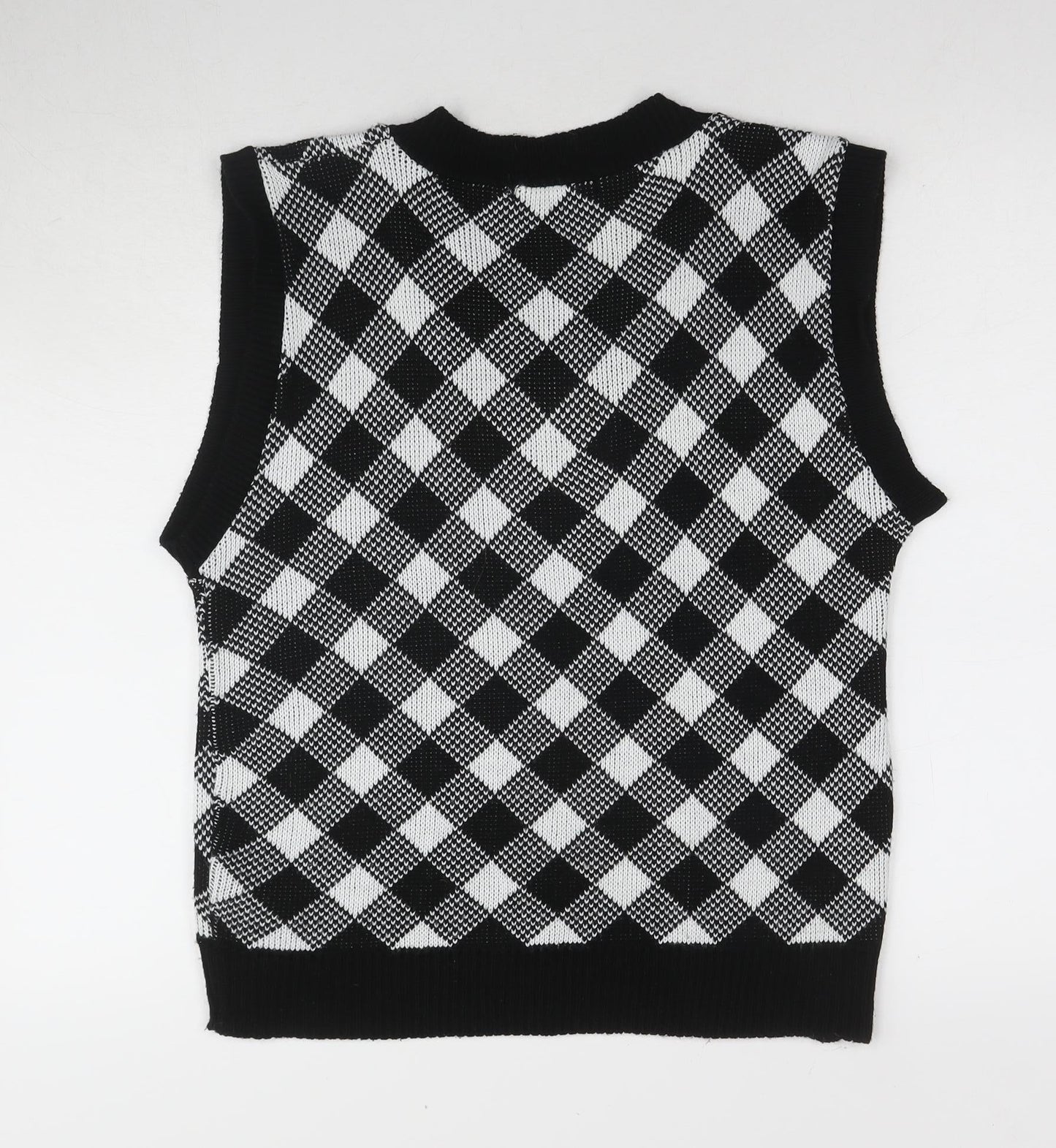 NAANAA Women's Black Sleeveless Argyle Knit Vest Size S/M