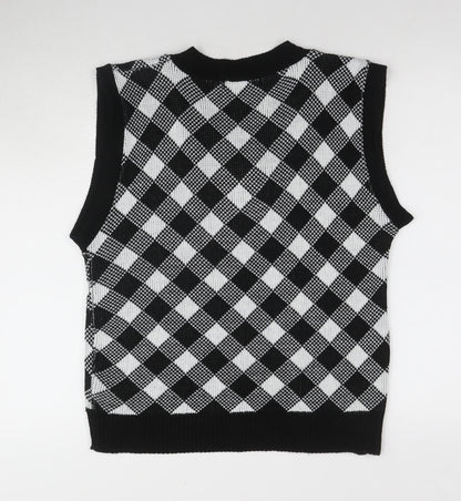NAANAA Women's Black Sleeveless Argyle Knit Vest Size S/M
