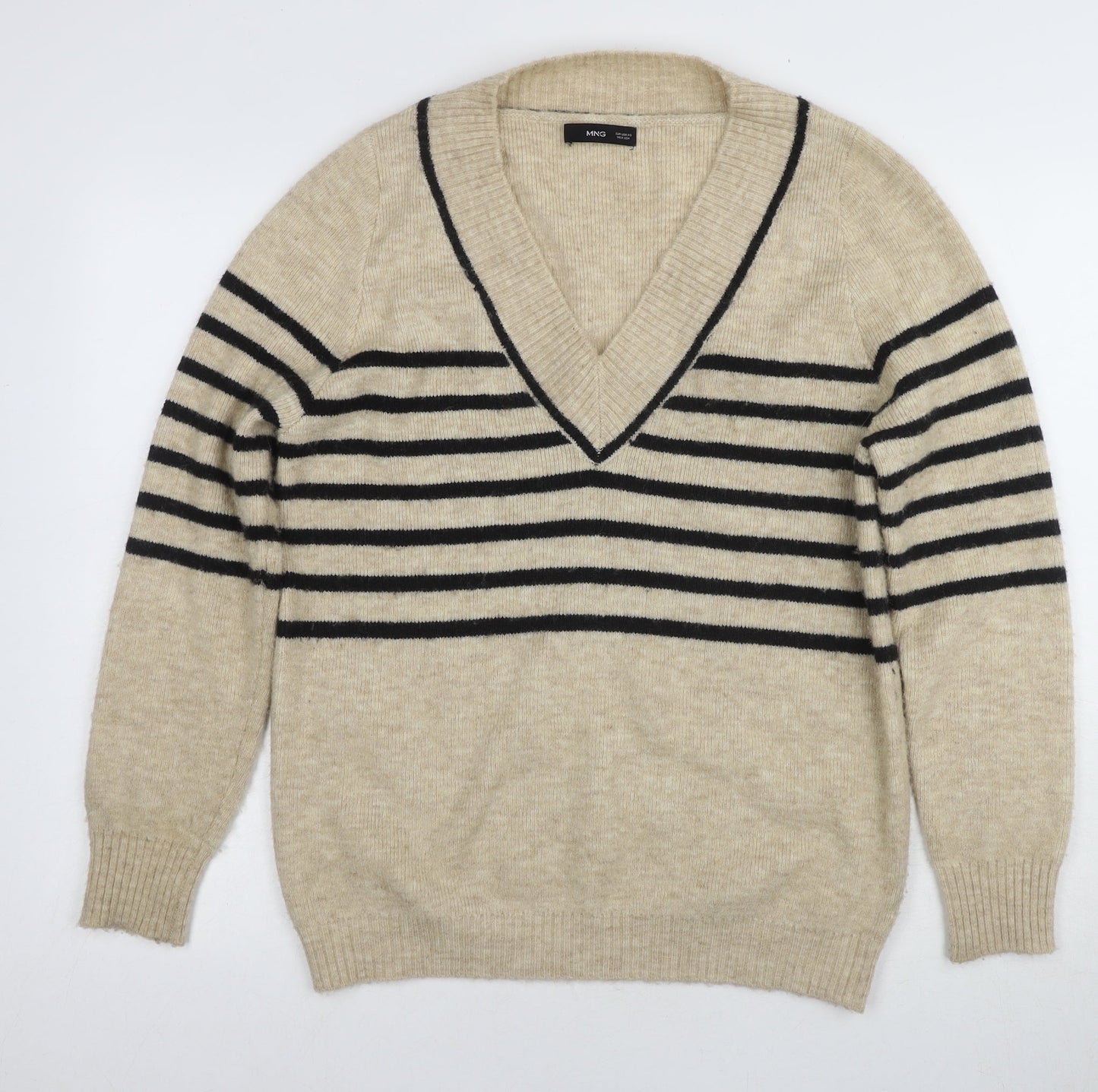 Womens UK Size XS MNG Beige Pullover Jumper