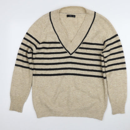 Womens UK Size XS MNG Beige Pullover Jumper