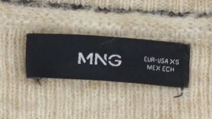 Womens UK Size XS MNG Beige Pullover Jumper