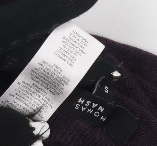 Thomas Nash Men's Purple V-Neck Knit Jumper, Size S