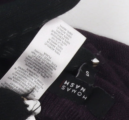 Thomas Nash Men's Purple V-Neck Knit Jumper, Size S