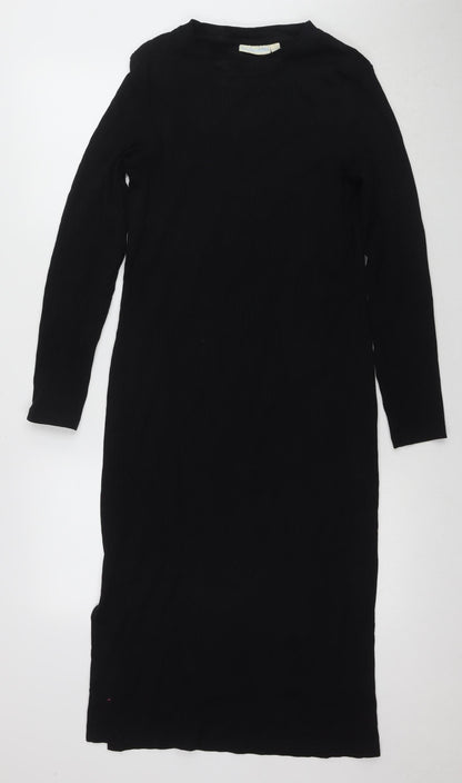 JoJo Maman Bébé Black Midi Bodycon Dress, S, Long Sleeve