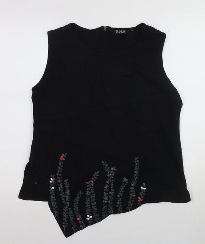 IMARA Women's Black Sleeveless Embroidered Blouse XL